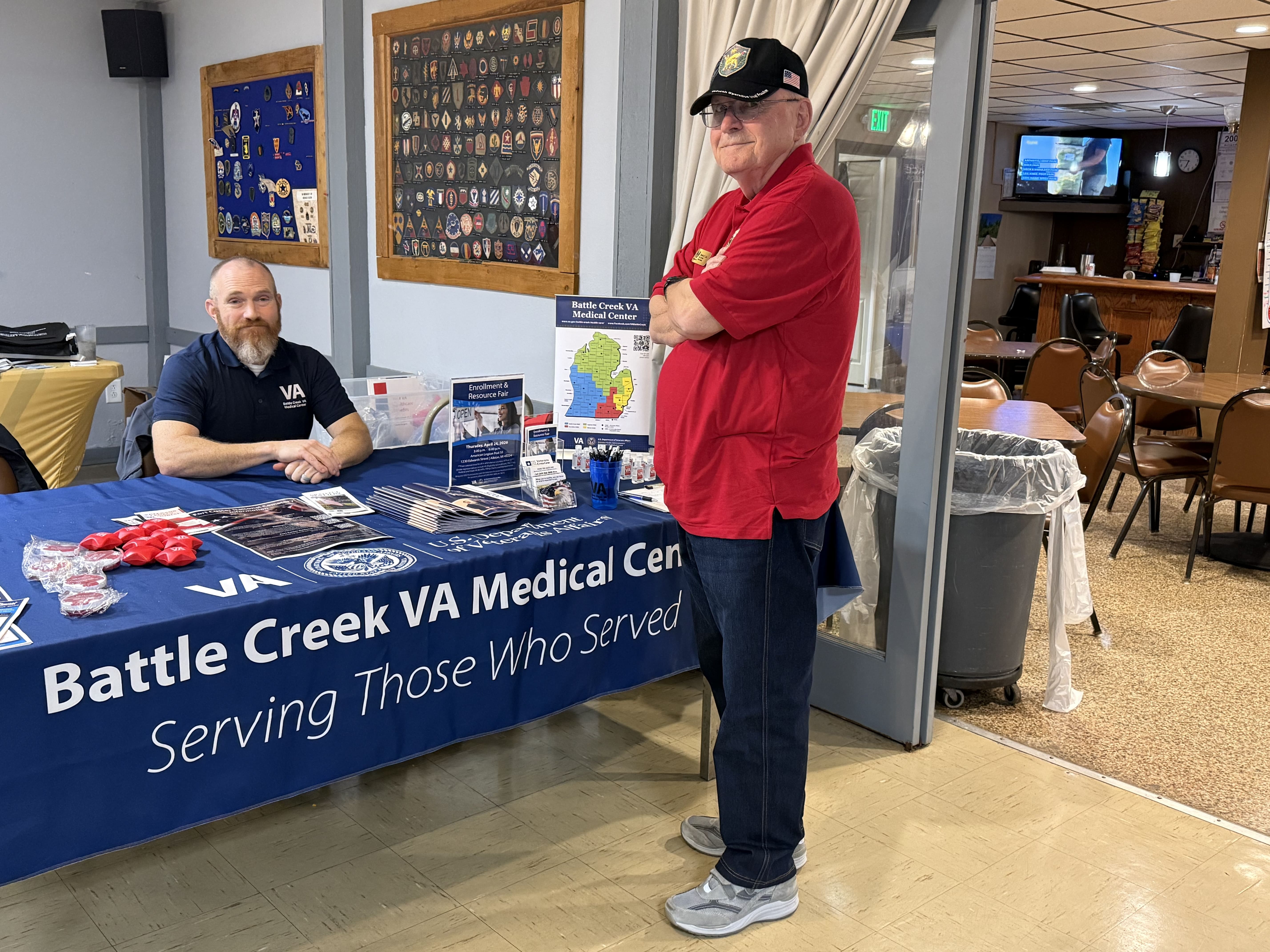Greeting veterans at VA booth