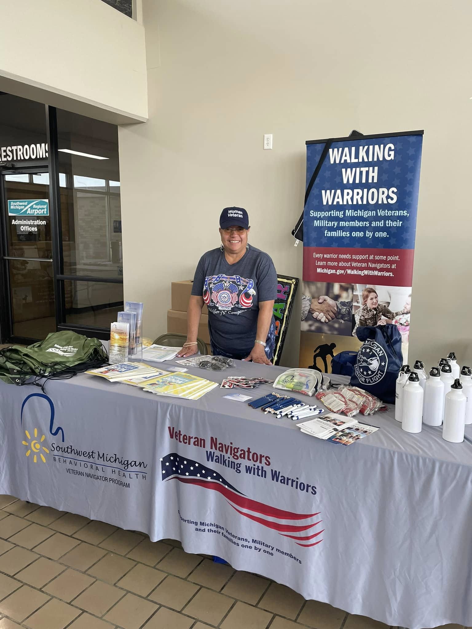 At an event, serving veterans